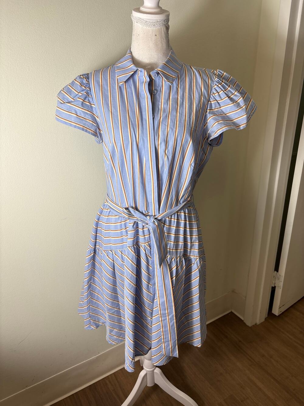 Shoshanna Veritical Stripe Drop Waist Dress Sz 8